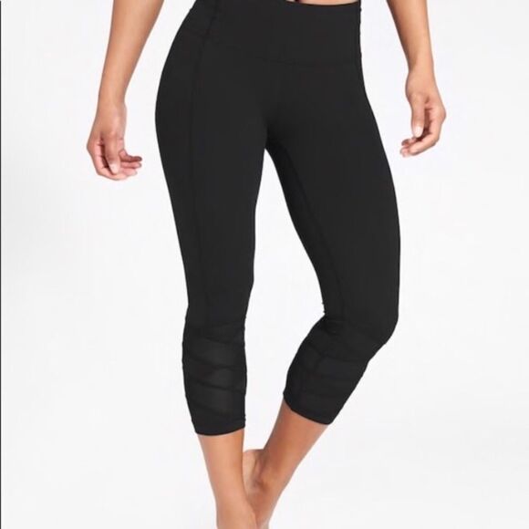 ATHLETA Black Mantra Capri Legging Black Mesh XS - Picture 2 of 10